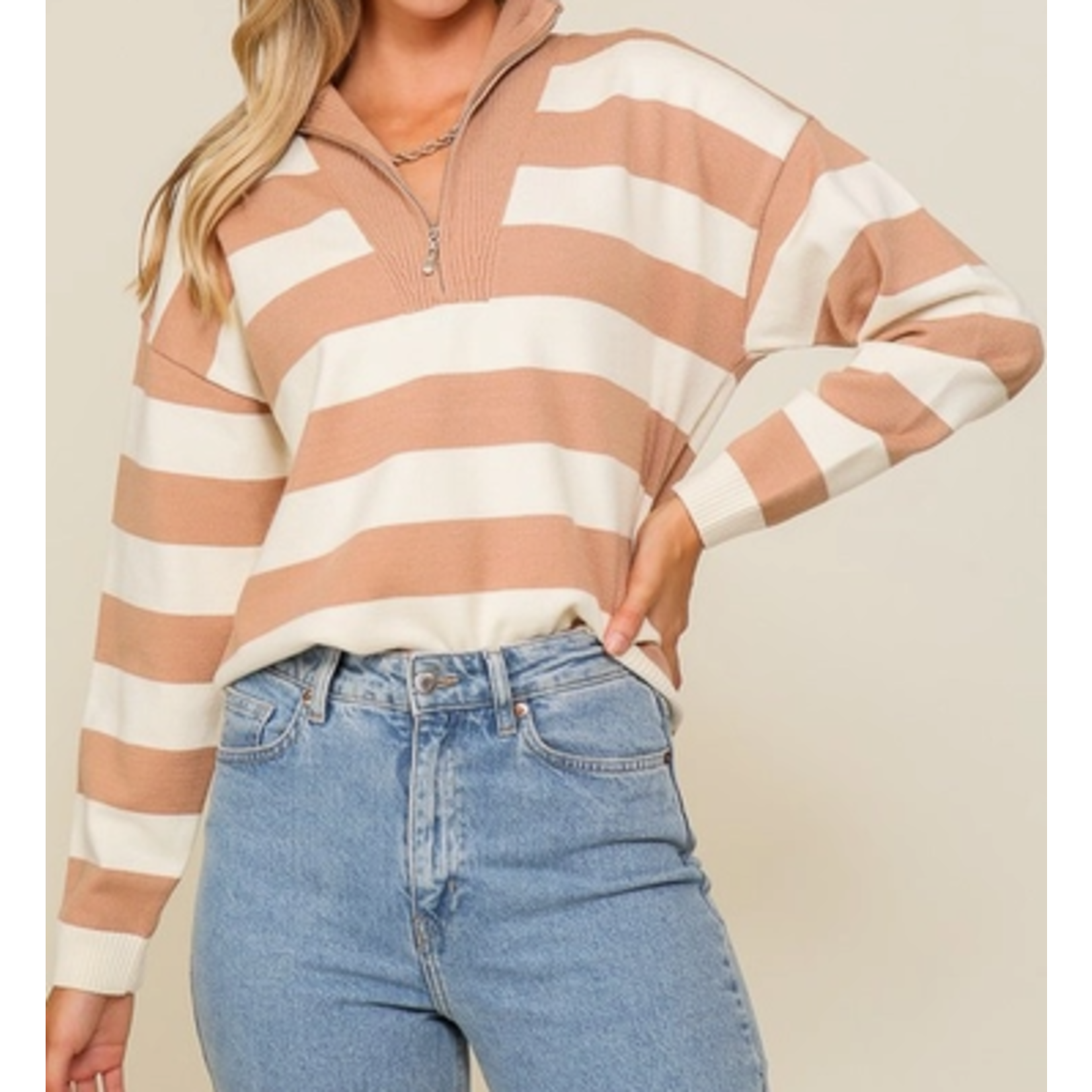 TwentyTen TwentyTen 1/4 Zip Stripe Sweater