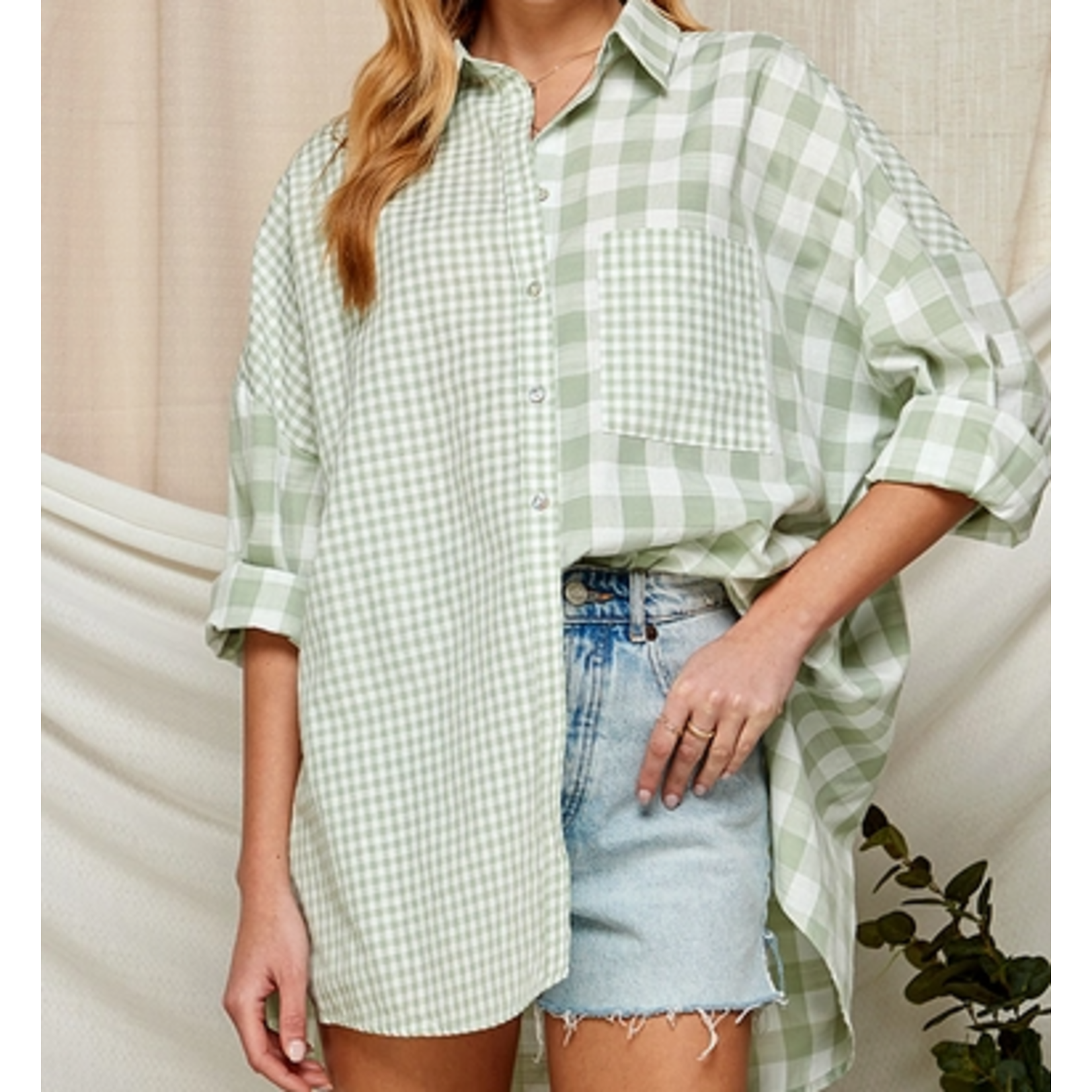 TwentyTen TwentyTen Long Sleeve Plaid Contrast Shirt