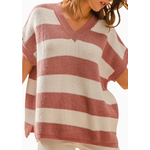 Vanilla Monkey VM Loose Fit V Neck Stripe Sweater Top