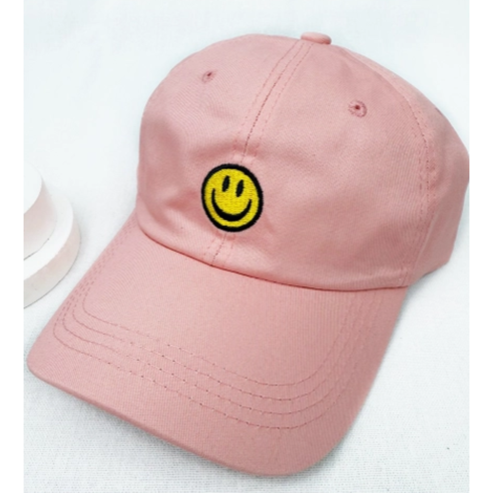 Love & Repeat L&R Smiley Face Embroidered Baseball Cap Pink