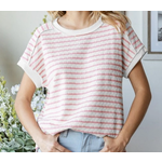Vanilla Monkey VM Stripe Textured Short Sleeve Top