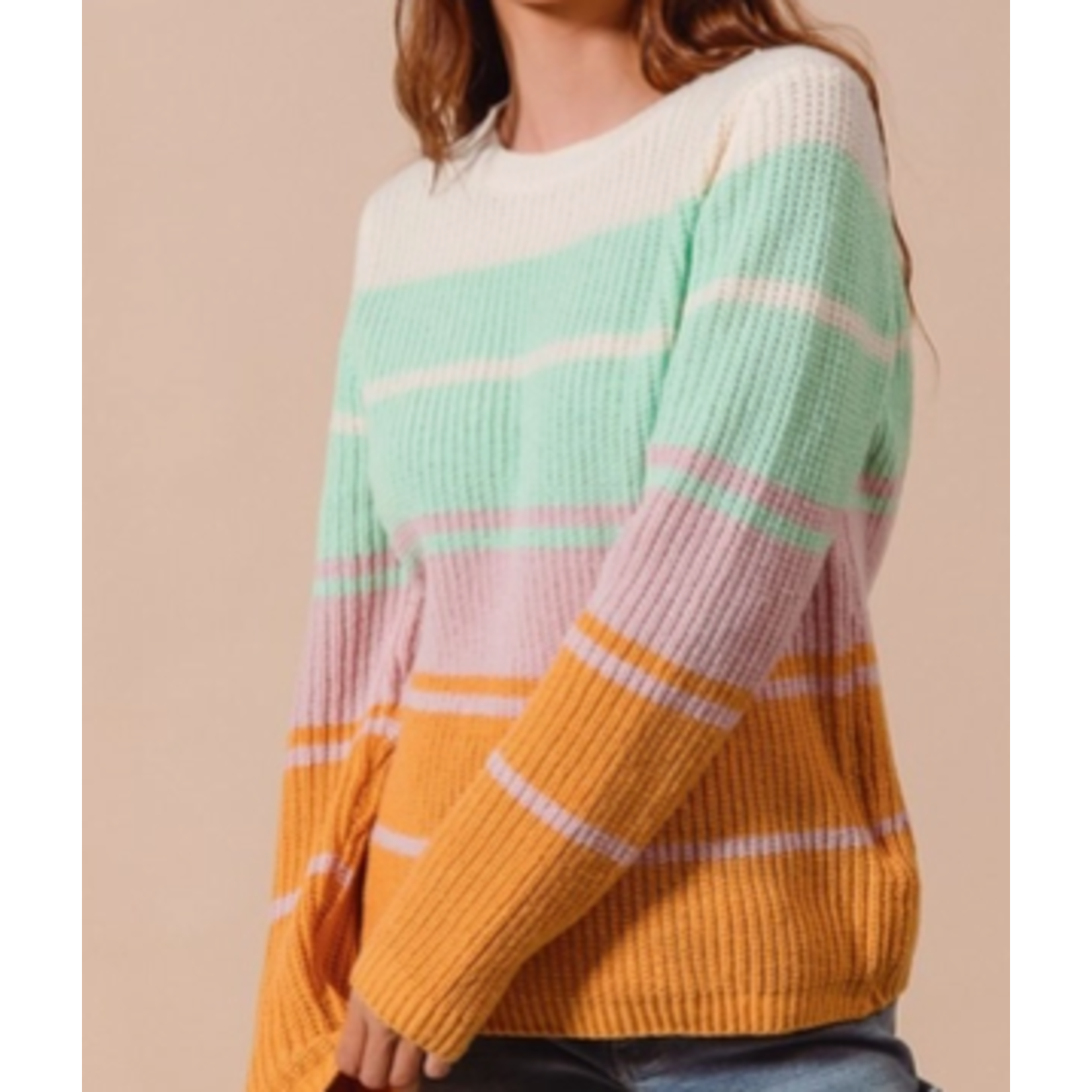 Vanilla Monkey VM Wide Stripe Casual Sweater Top
