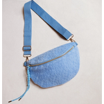 Ellison+Young E&Y Embossed Daisy Blossom Belt Sling Bag Blue