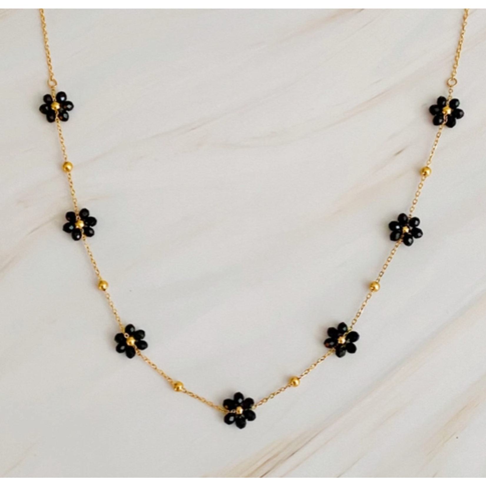 Ellison+Young E&Y Flower Field Romance Beaded Necklace Black