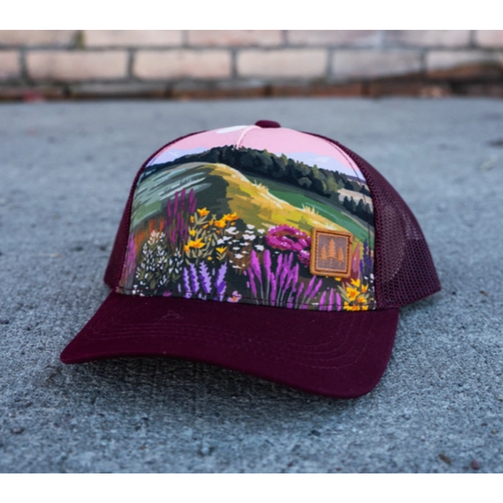 The Montana Scene TMS Wildflower Field Unisex Trucker - Maroon