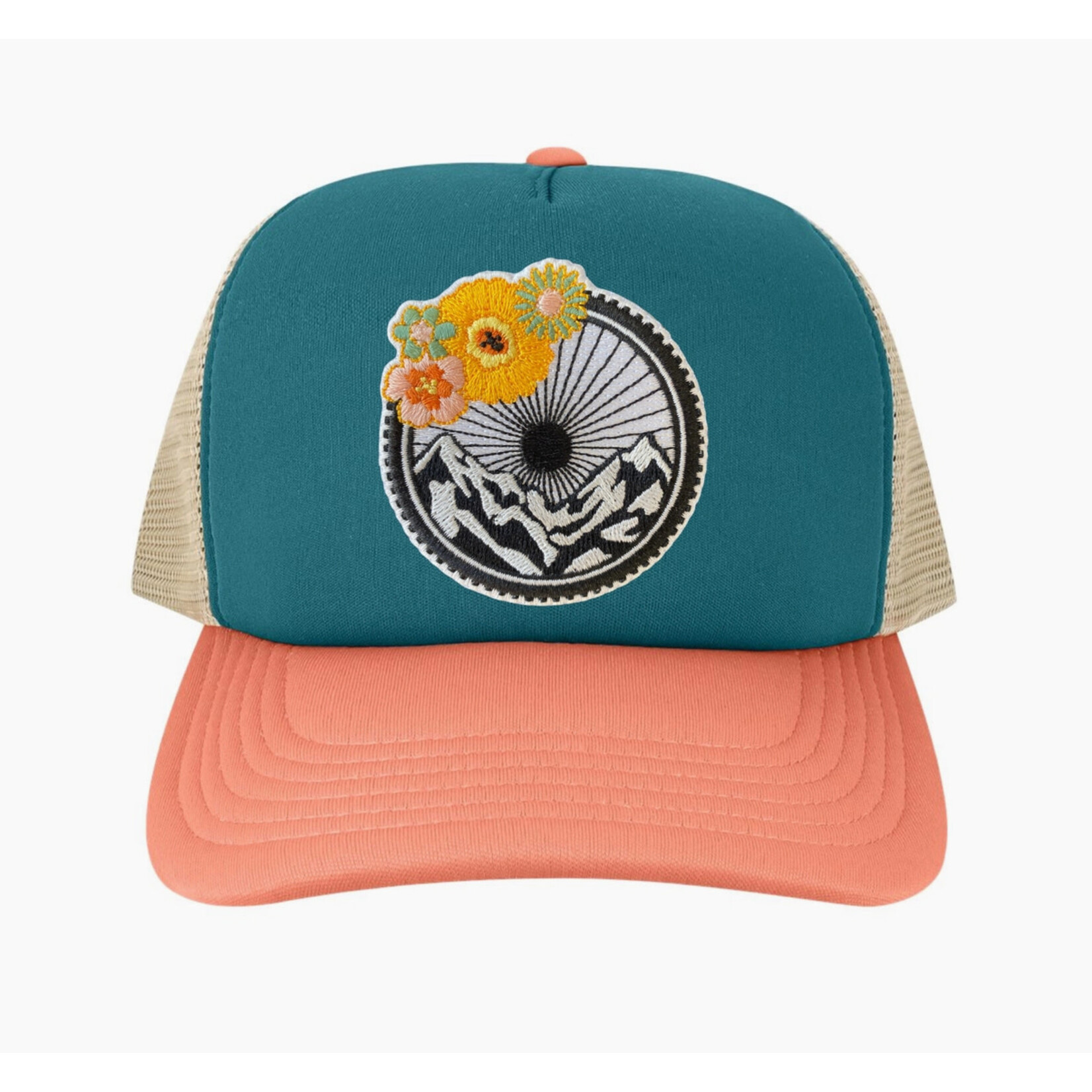 Spruce Seed LLC Spruce Seed Bike Flower Trucker Teal/Salmon