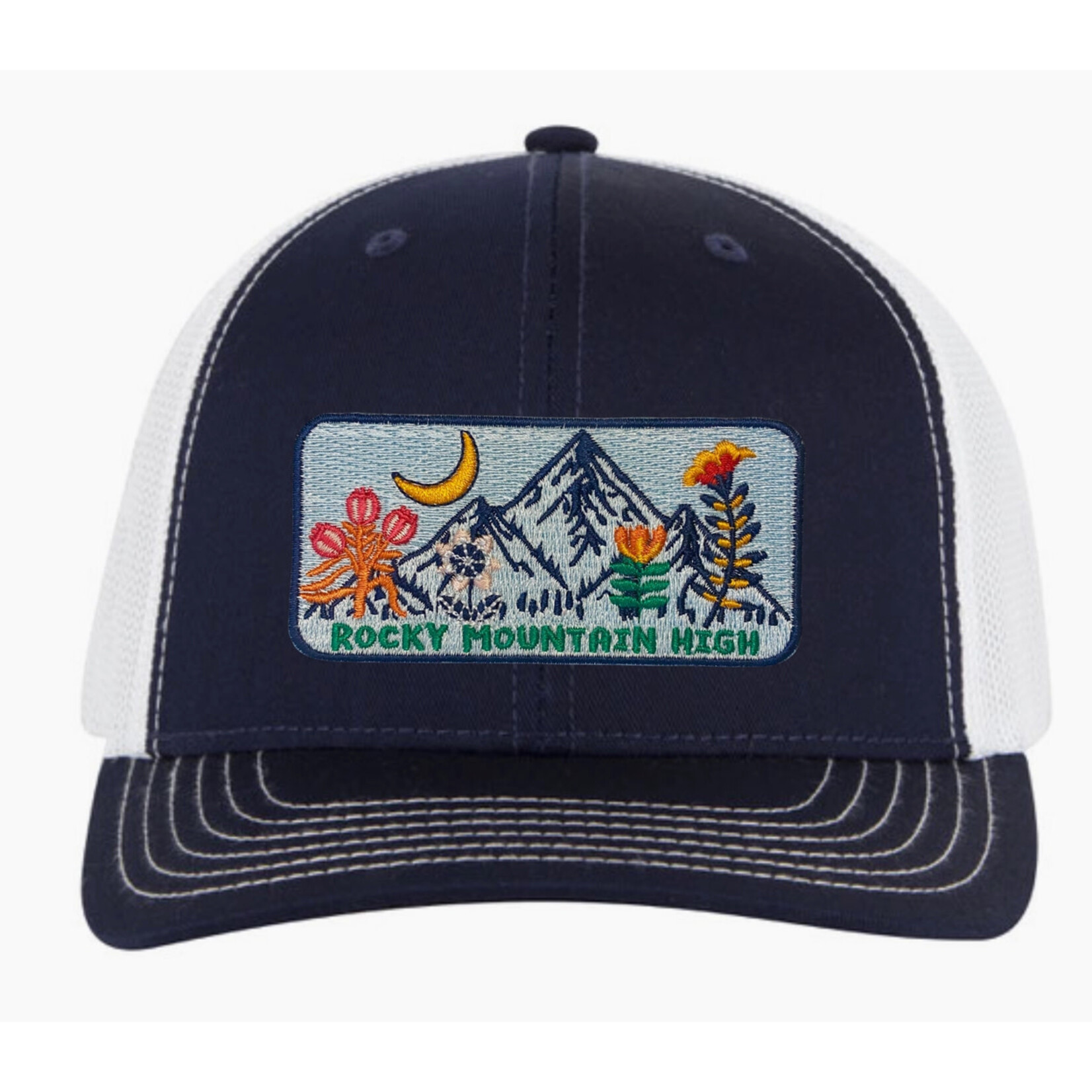 Spruce Seed LLC Spruce Seed Rocky Mountain High Stitched Trucker Navy/White