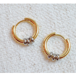 Ellison+Young E&Y Ringed Up Two Toned Huggie Hoop Earrings