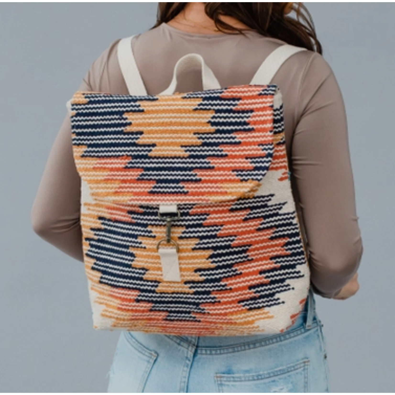 Panache Apparel Panache Apparel Cream & Multicolored Aztec Backpack