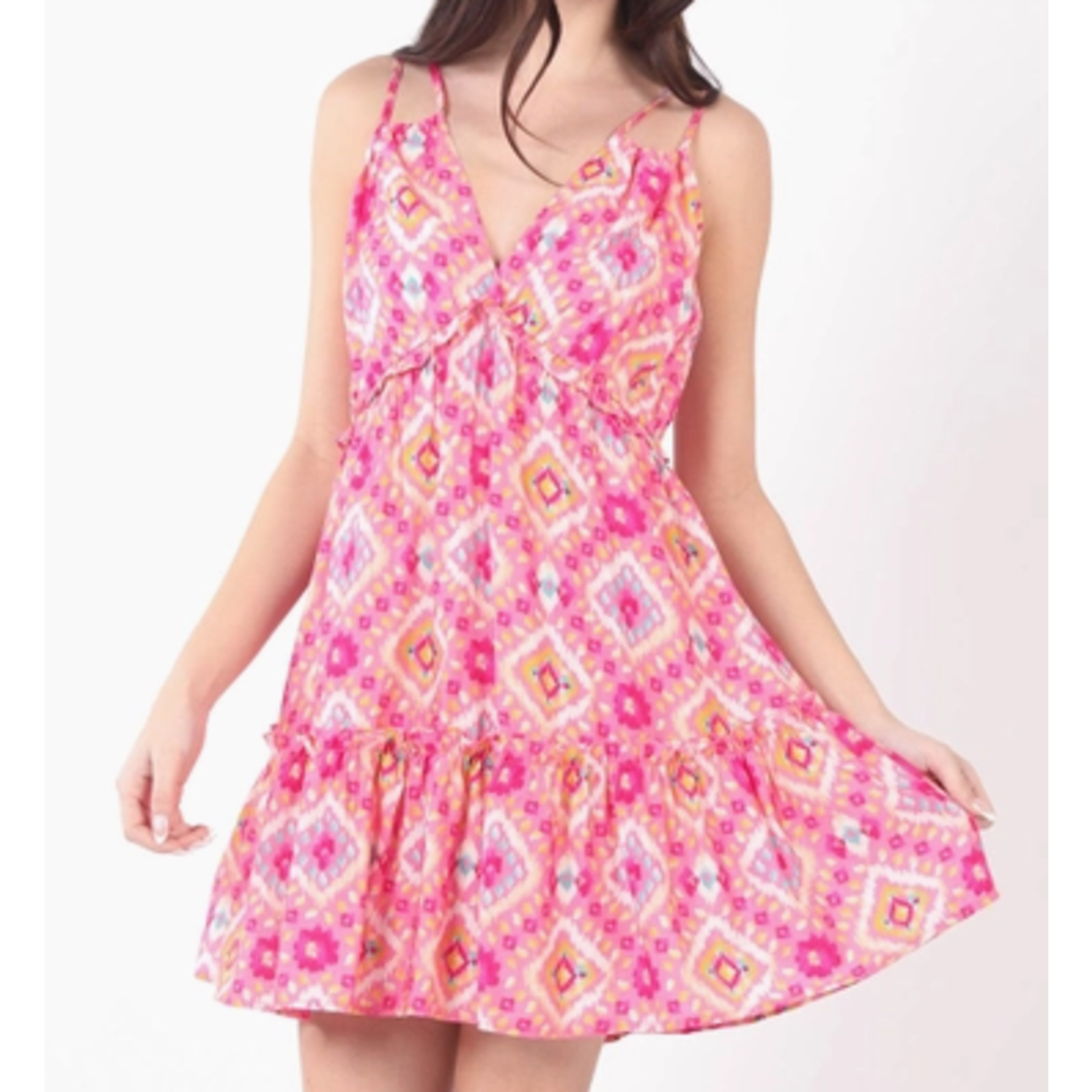 Very J Very J Tunnel Detail Multi Color Printed Mini Dress