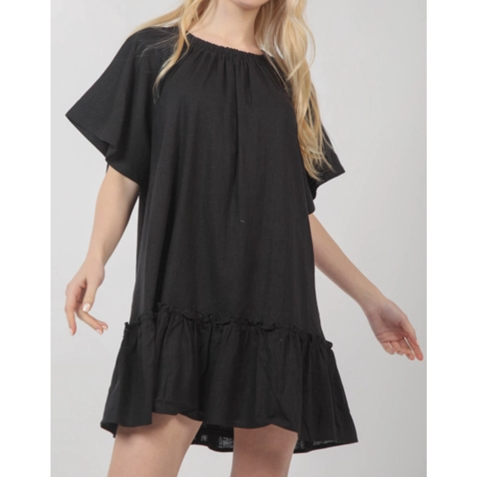 Very J Very J Round Neck Comfy Woven Mini Dress