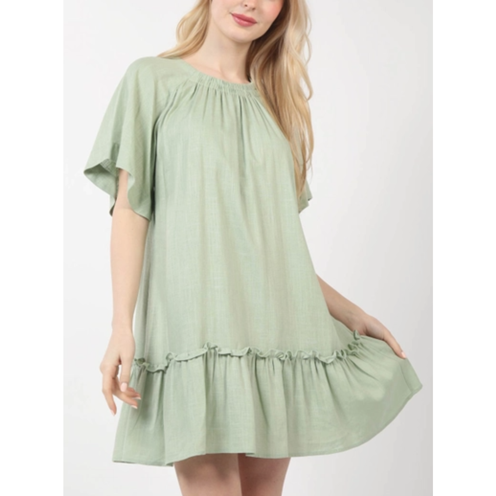 Very J Very J Round Neck Comfy Woven Mini Dress