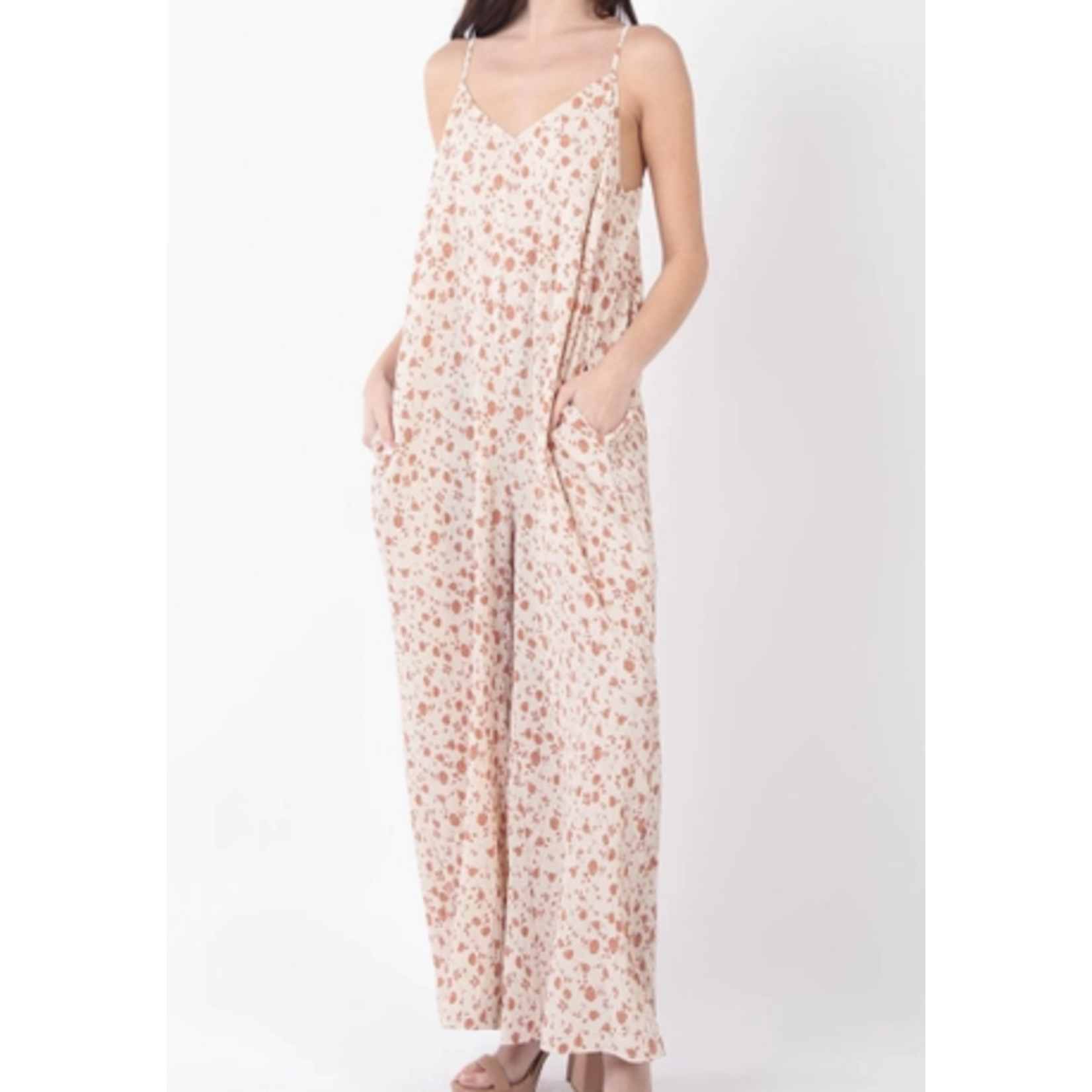 Very J Very J Sleeveless Pleated Wide Leg Jumpsuit w/ Pockets