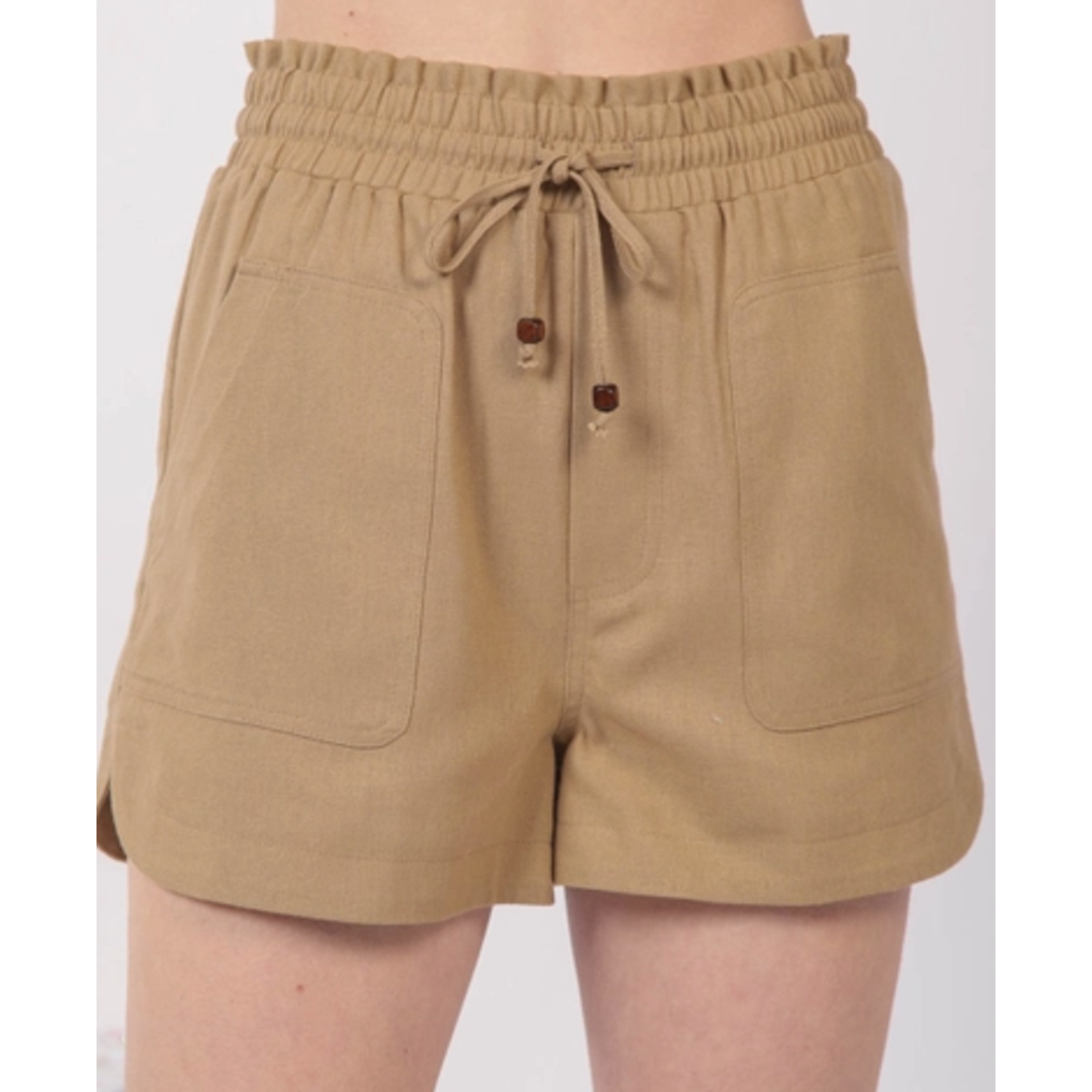 Very J Very J Elastic Waist Solid Linen Shorts