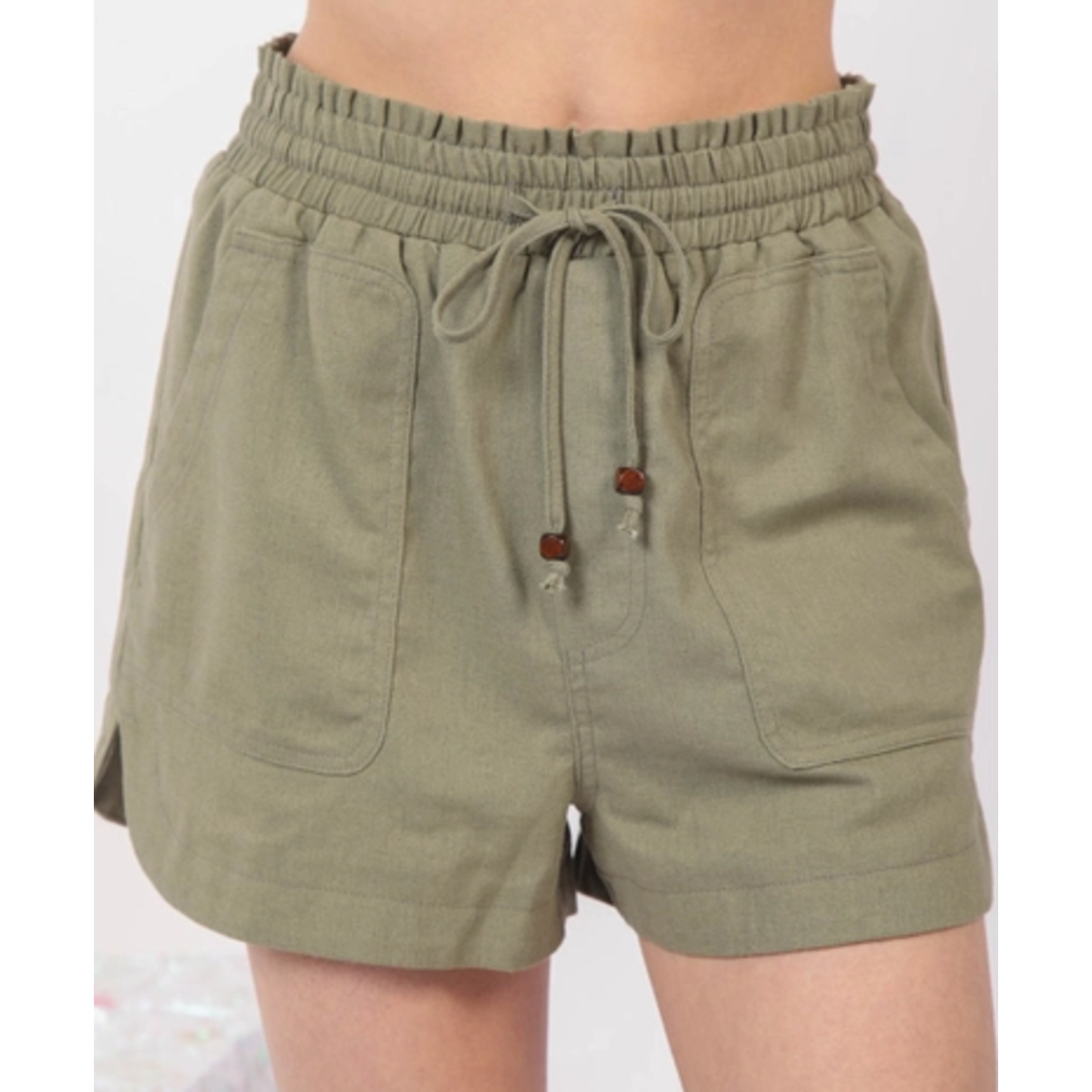Very J Very J Elastic Waist Solid Linen Shorts