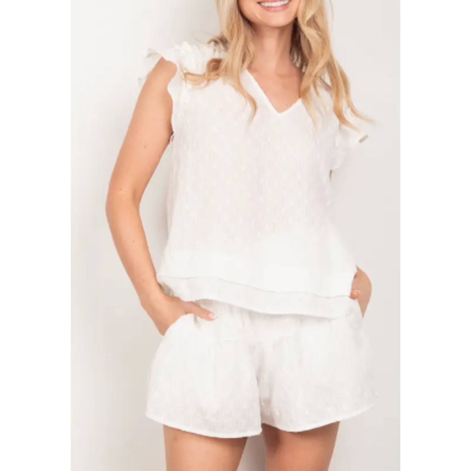 Very J Very J Solid Cotton Woven Cute Top & Shorts Set