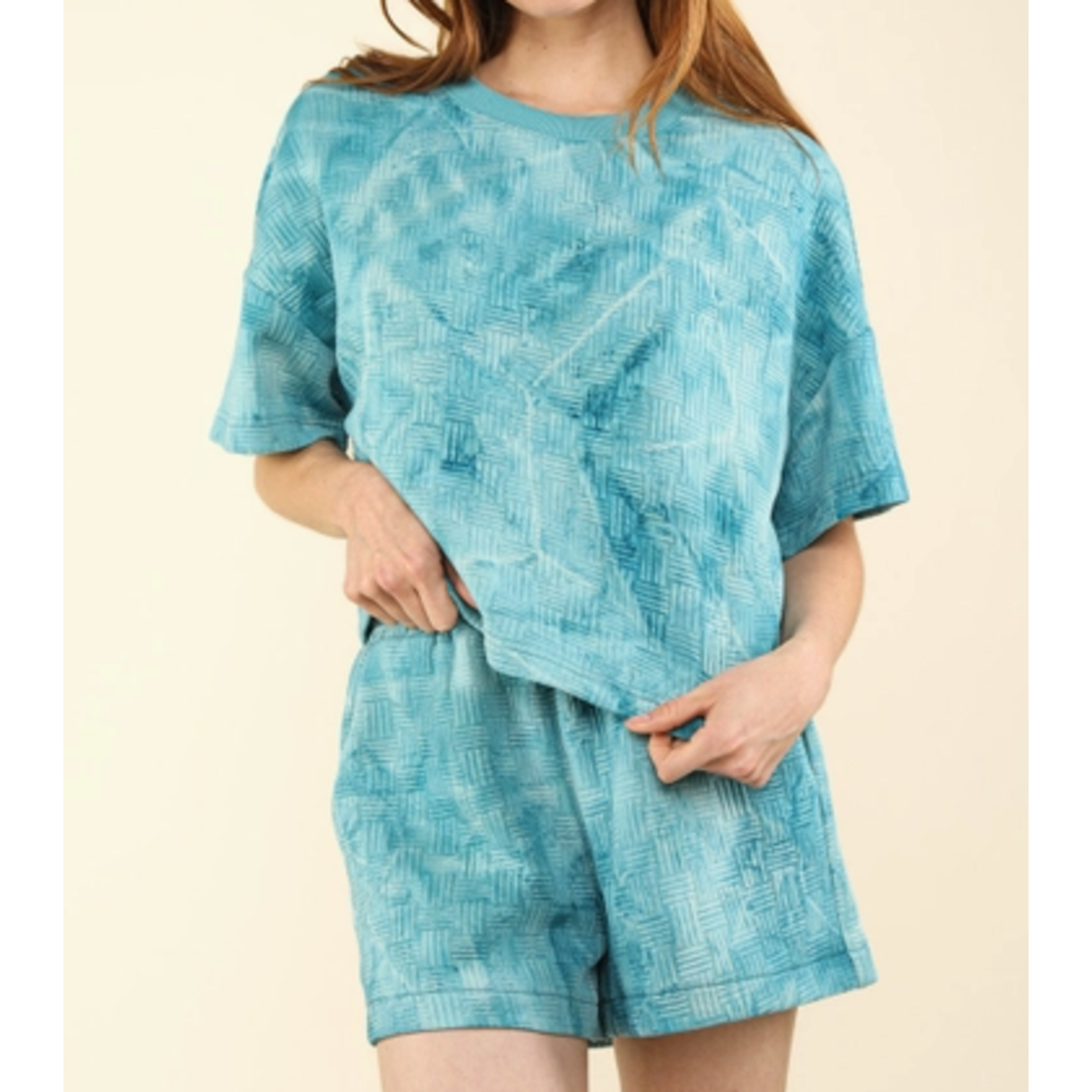 Very J Very J Solid Quilted Washed Comfy Knit Top & Shorts Sets