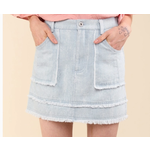 Very J Very J Washed Denim Frayed Hem Casual Mini Skirt