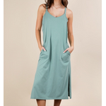 Very J Very J V-Neck Sleeveless Casual Comfy Midi Dress