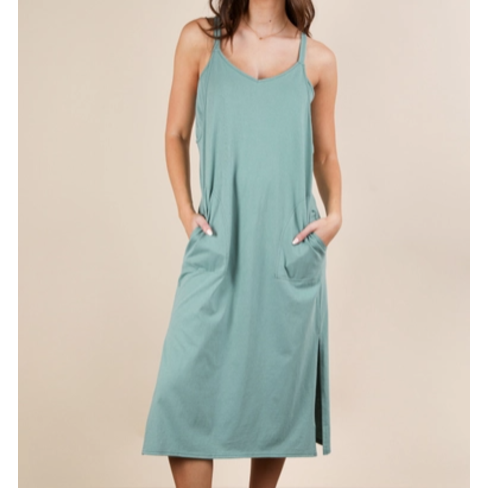 Very J Very J V-Neck Sleeveless Casual Comfy Midi Dress