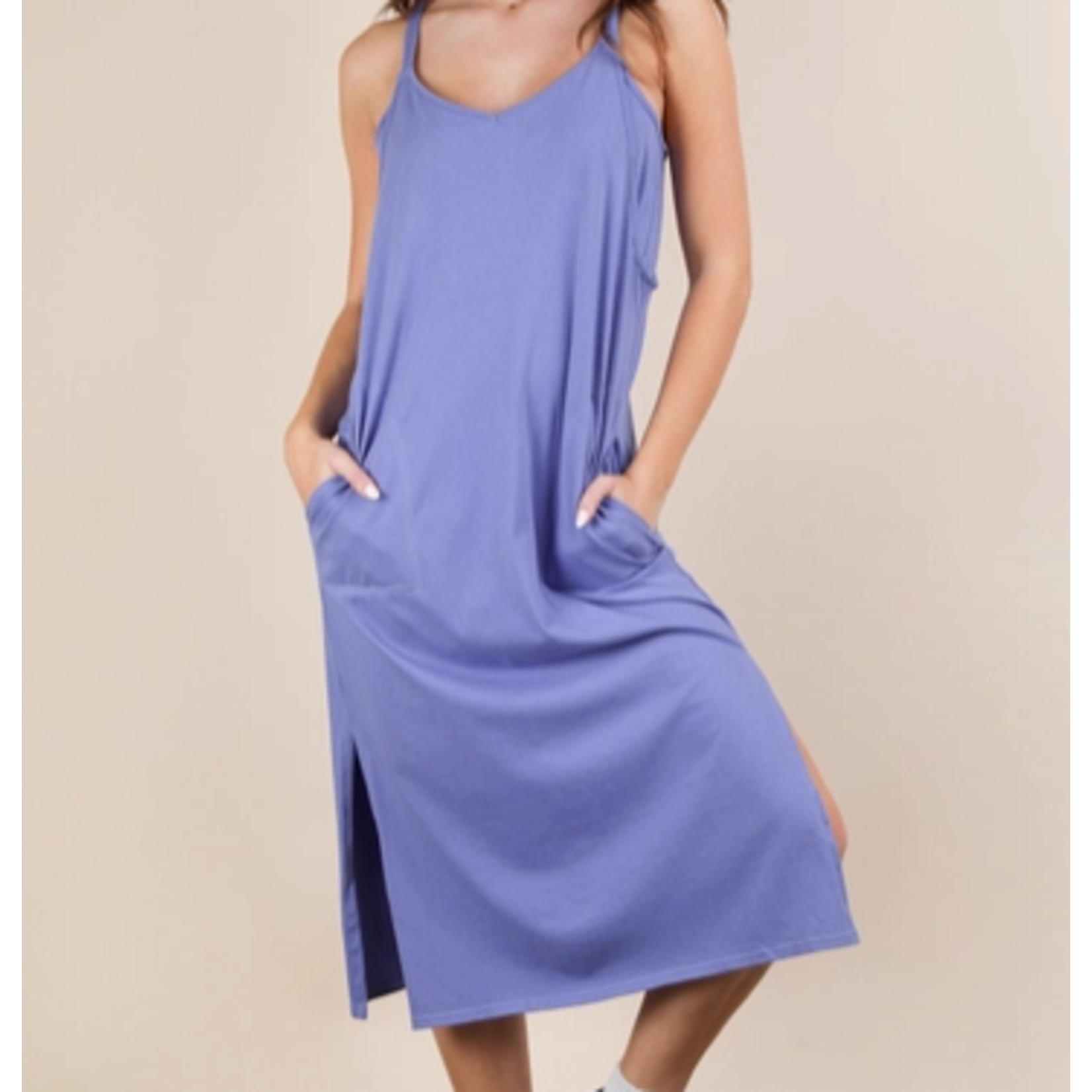 Very J Very J V-Neck Sleeveless Casual Comfy Midi Dress
