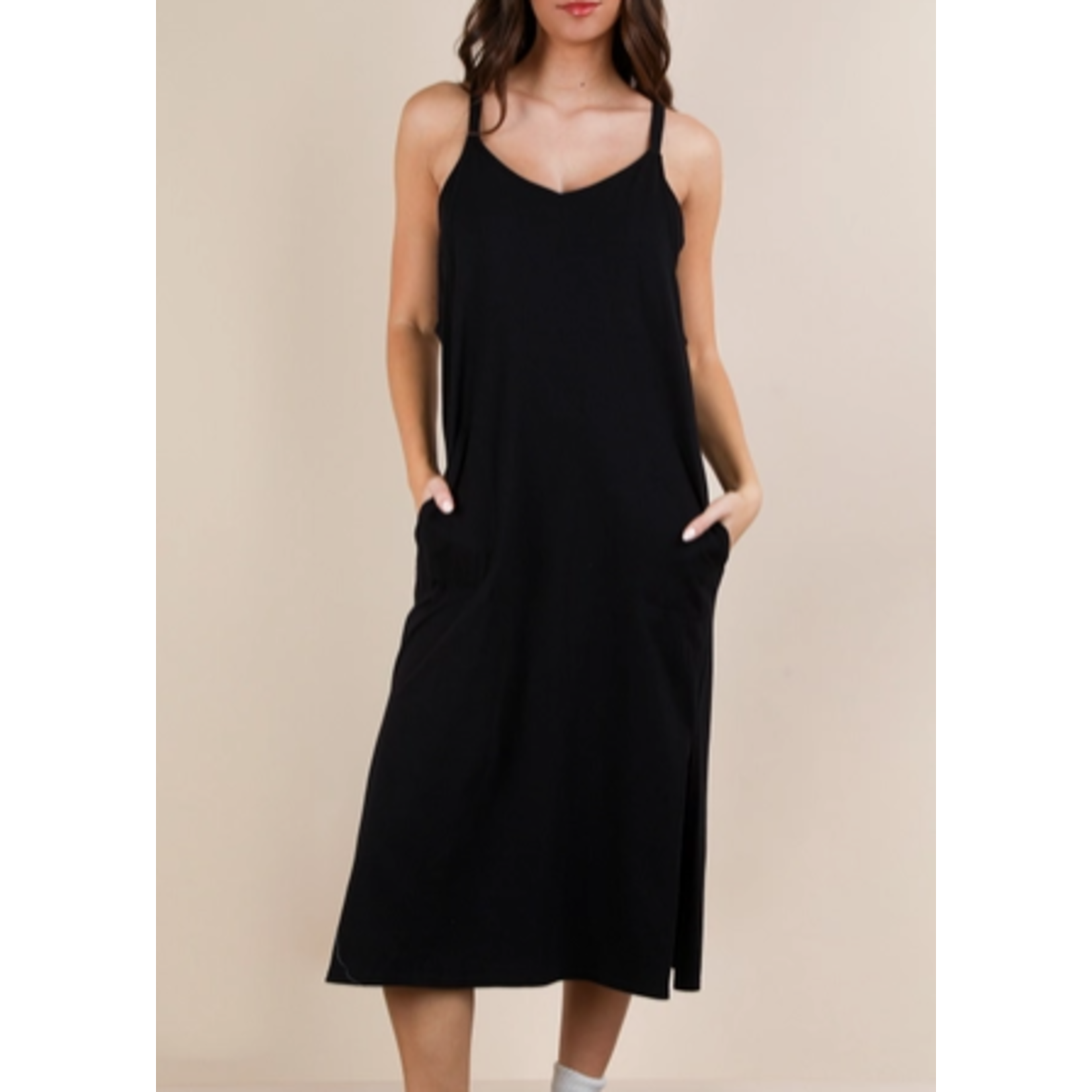 Very J Very J V-Neck Sleeveless Casual Comfy Midi Dress