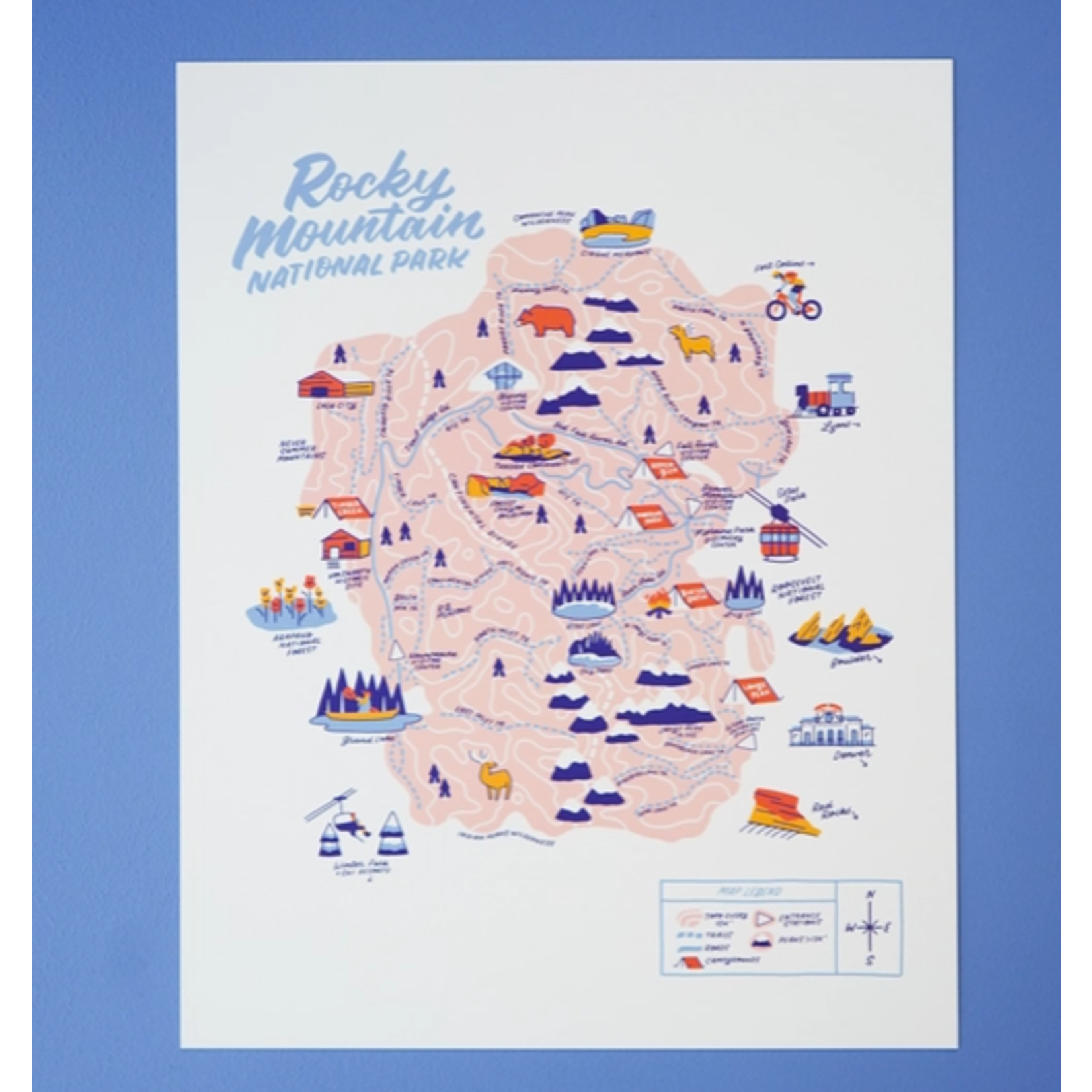 Little Known Goods Rocky Mountain Nat'l Park Map Pink