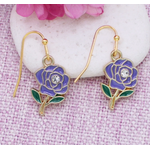 ZAD ZAD Crystal Center Enamel Rose Earrings