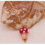 ZAD ZAD Fashion Fungi Glass Red Toadstool Necklace