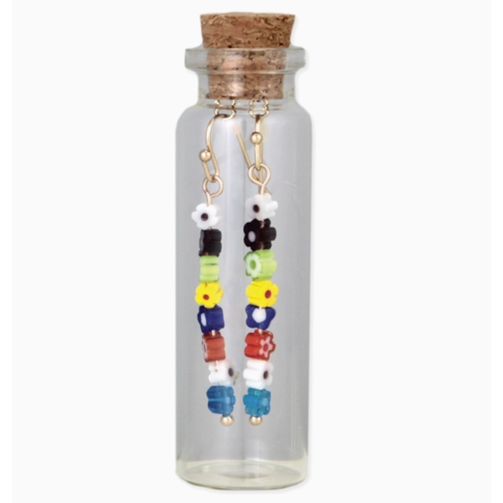ZAD ZAD Multicolor Glass Flower Bar Bottled Earrings