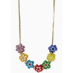 ZAD ZAD Multicolor Glass Flower Gold Necklace