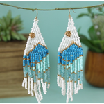 ZAD ZAD Ocean Sun Seed Bead Fringe Earrings