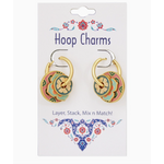 ZAD ZAD Pink Turquoise Gold Stacking Hoop Charm Earrings