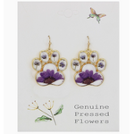 ZAD ZAD Precious Paw Purple Dried Flower Gold Earrings