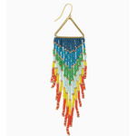 ZAD ZAD Rainbow Cascade Seed Bead Fringe Earrings