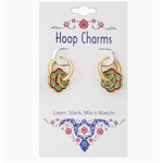 ZAD ZAD Red Turquoise Gold Stacking Hoop Charm Earrings