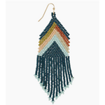 ZAD ZAD Retro Revolution Teal Seed Bead Fringe Earrings