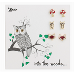 ZAD ZAD Set of 3 Enamel Forest Life Post Earrings