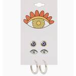 ZAD ZAD Silver Eye Post Earrings Set