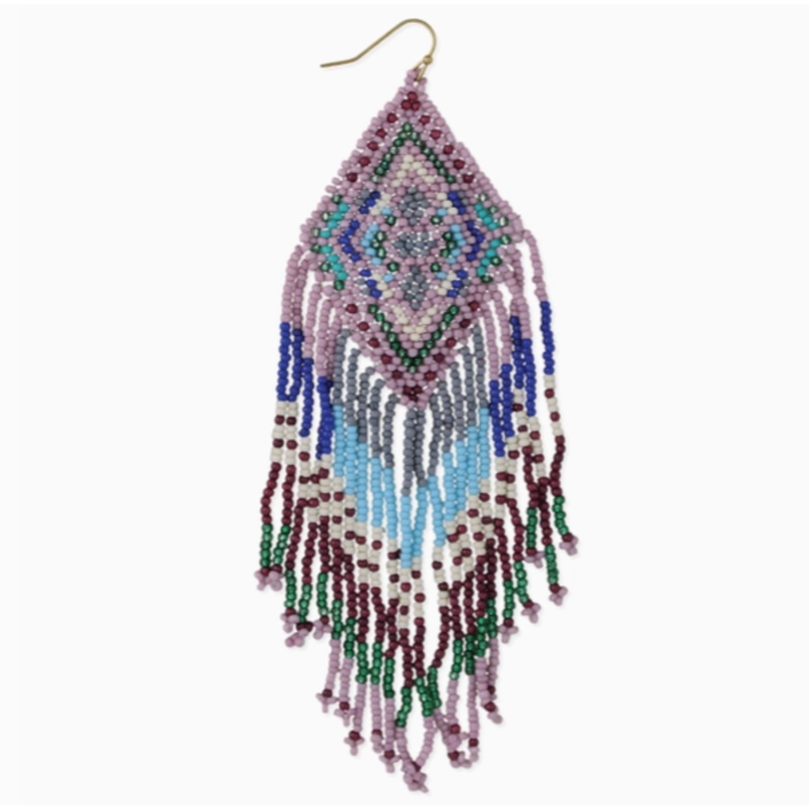 ZAD ZAD Southwest Style Purple Blue Bead Fringe Earrings
