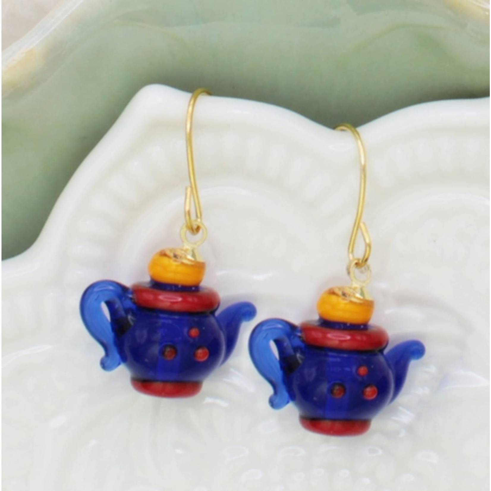 ZAD ZAD Spot of Tea Glass Teapot Earrings