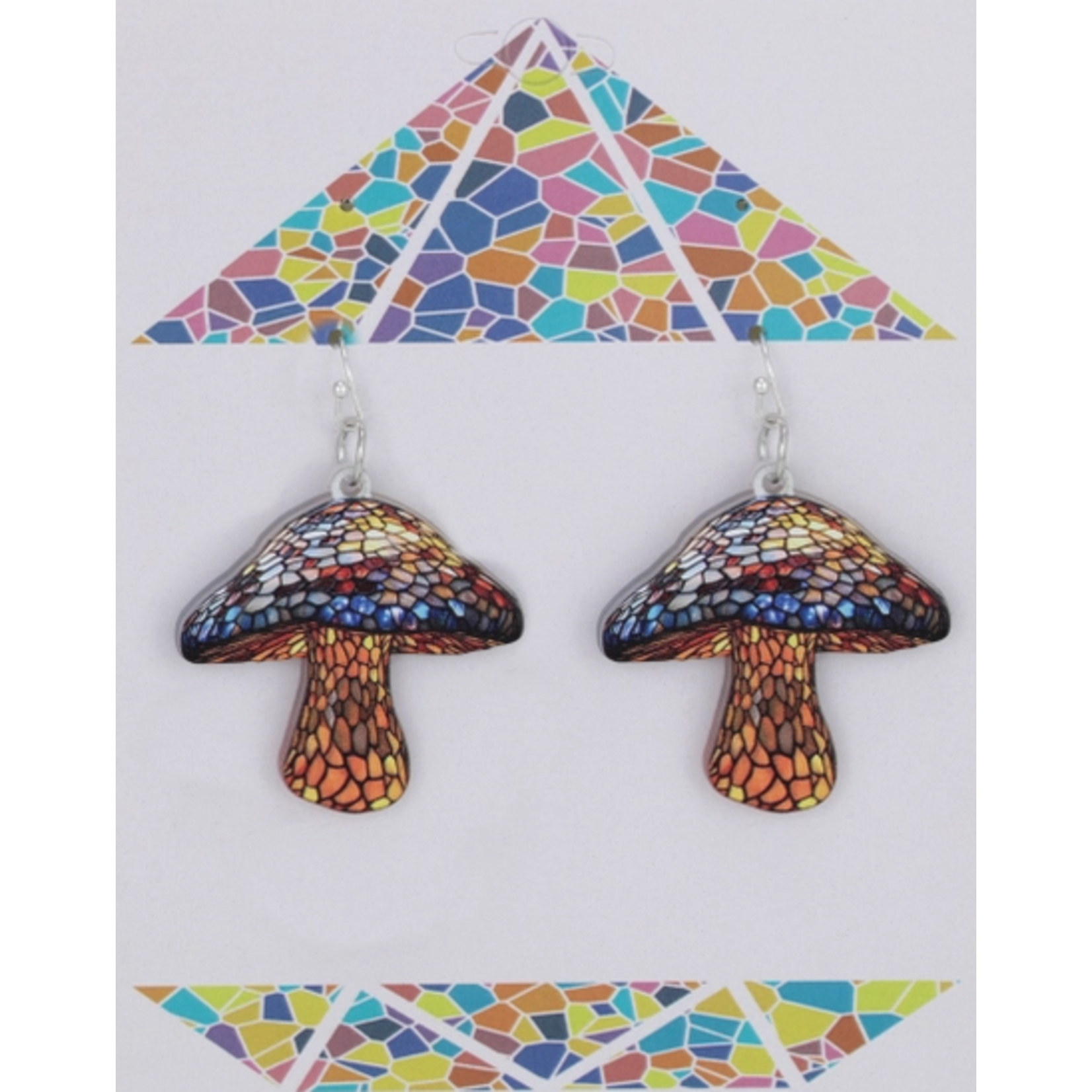ZAD ZAD Tiffany Mushroom Stained Glass Look Earrings