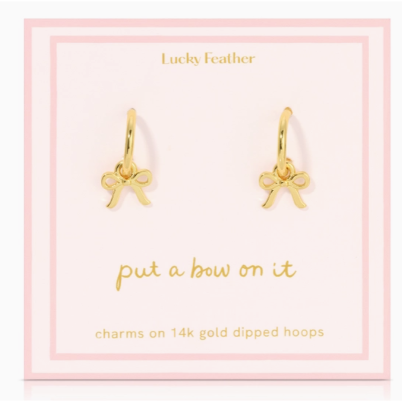Lucky Feather Lucky Feather Beautiful Bows - Bow Charm Hoops - Gold