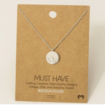 Fame Accessories FA Gold Dipped Etched Mountain Coin Pendant Necklace Silver