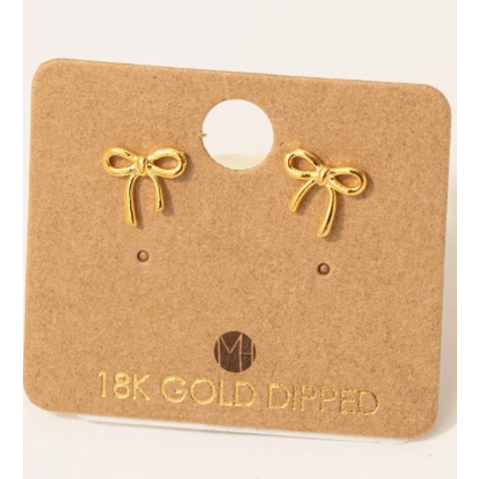 Fame Accessories FA Gold Dipped Mini Ribbon Bow Stud Earrings Gold