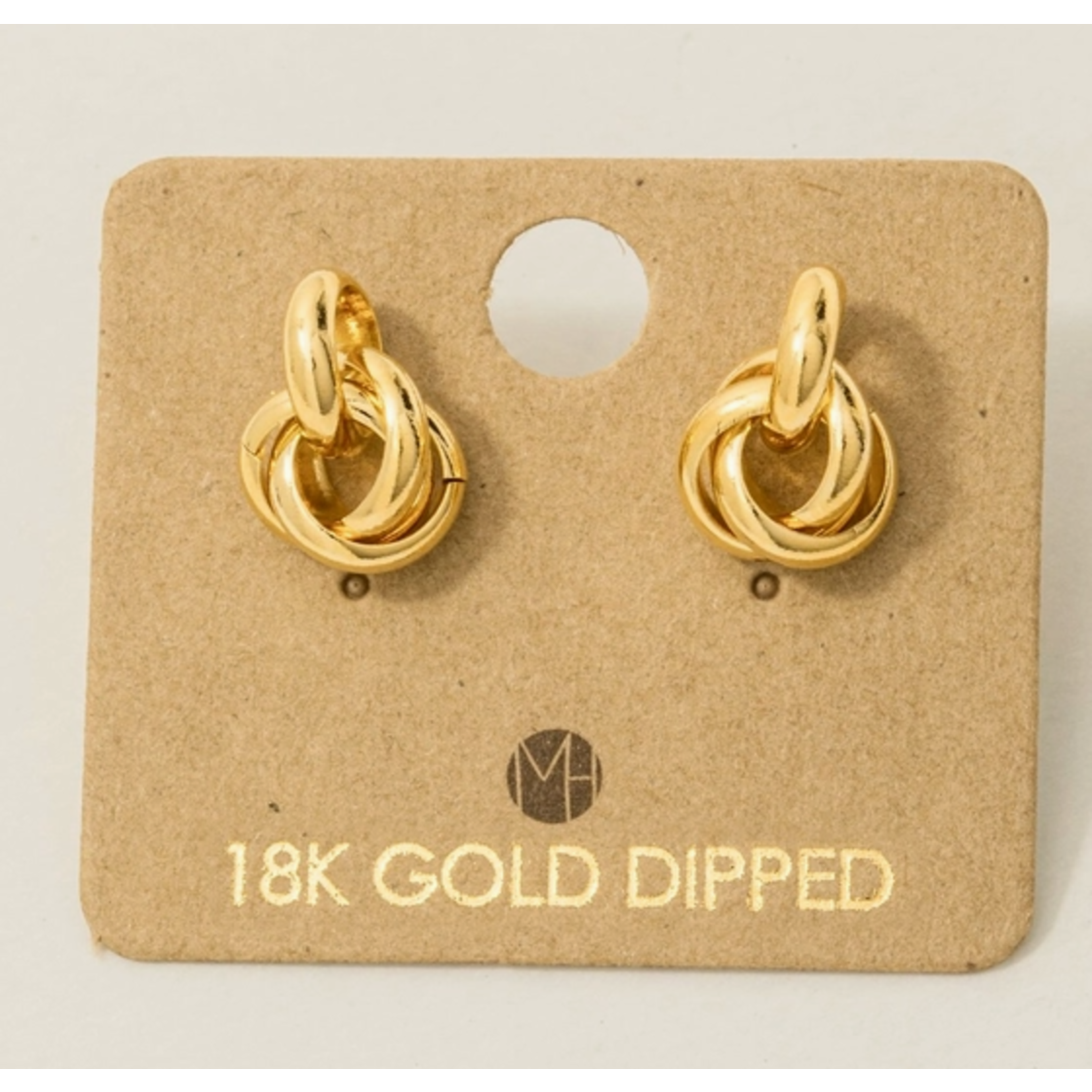 Fame Accessories FA Metallic Knot Stud Earrings Gold