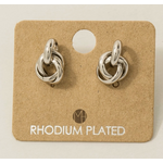 Fame Accessories FA Metallic Knot Stud Earrings Silver