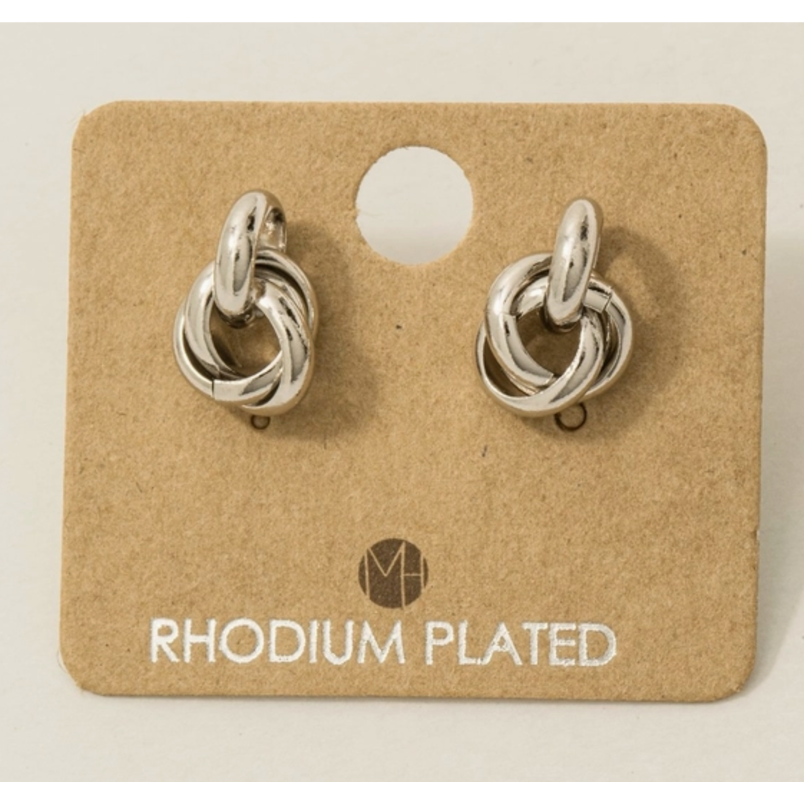 Fame Accessories FA Metallic Knot Stud Earrings Silver