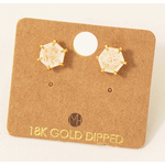 Fame Accessories FA Mini Hexagon Gemstone Stud Earrings