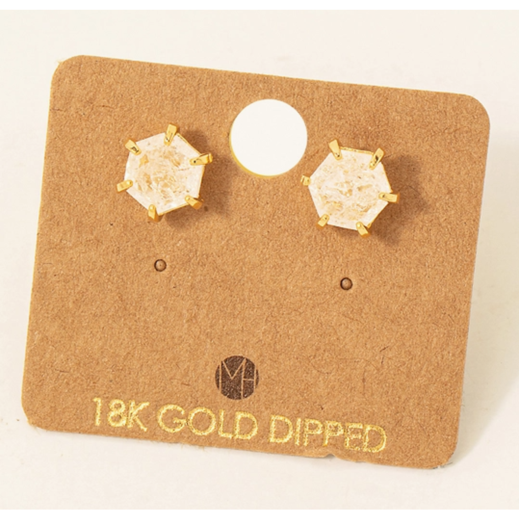 Fame Accessories FA Mini Hexagon Gemstone Stud Earrings